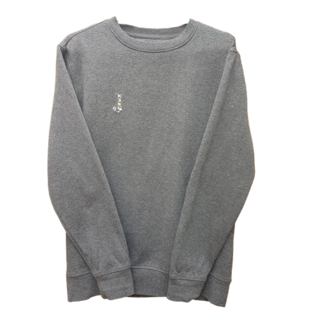 ATHLETIC WORKS Sweatshirt Small US S Monogram Initial J Embroidered Floral Gray